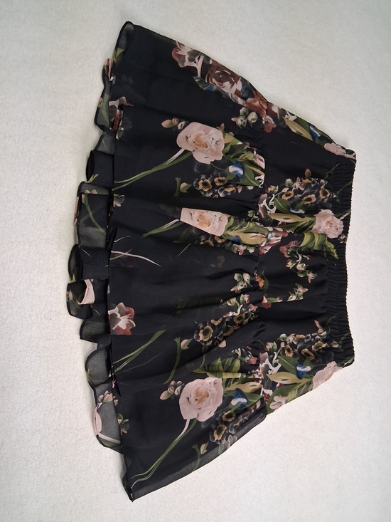 Garage Dresses & Skirts - Garage Black Floral Skater Skirt with Pink and Green Details